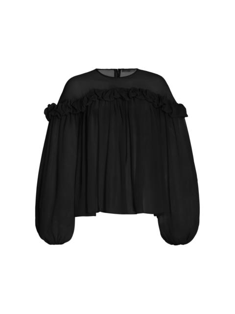 Peggy Gathered Silk Top black