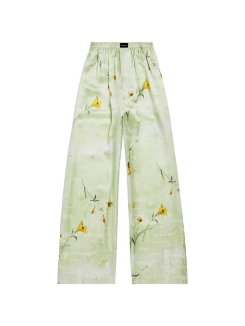 BALENCIAGA floral-print silk trousers