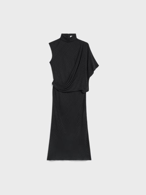 CELINE Loose draped dress in matte and shiny Silk
