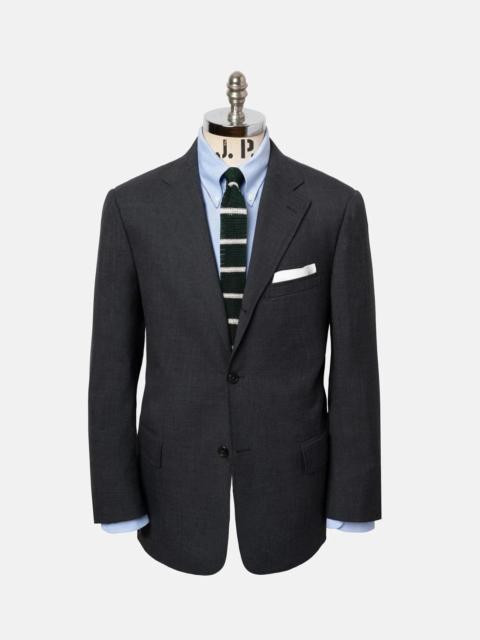 J. PRESS SOLID CHARCOAL WOOL SUIT - TRIM FIT