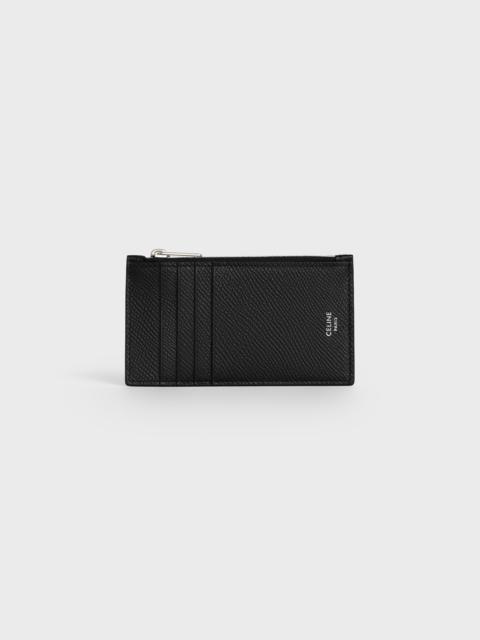 Zipped compact card holder in Grained calfskin
