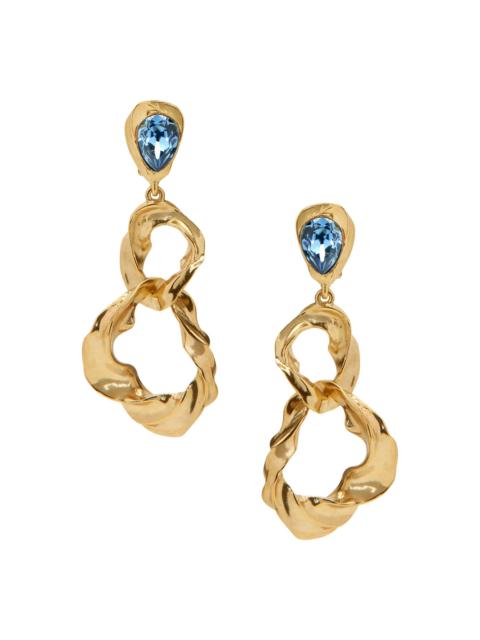 Oscar de la Renta Women's Goldtone & Glass Crystal Clip-On Drop Earrings - Denim Blue