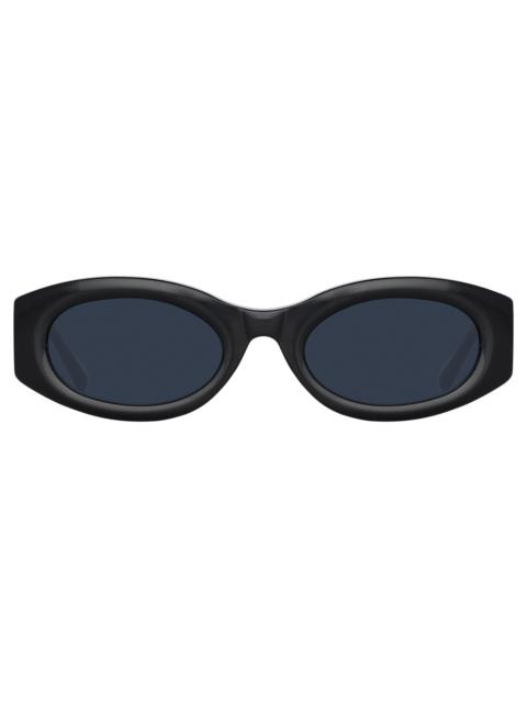 LINDA FARROW THE ATTICO BERTA OVAL SUNGLASSES IN BLACK