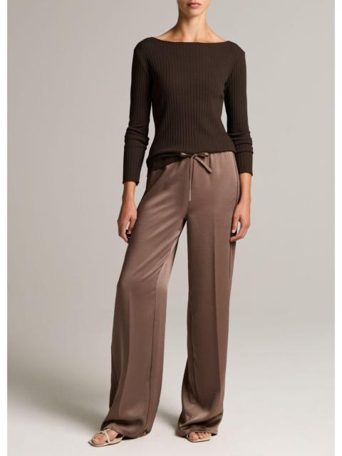 Vince Mid-Rise Shine Crepe Pull-On Pant