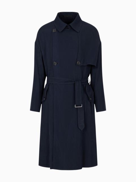 Icon cupro double-breasted trench coat