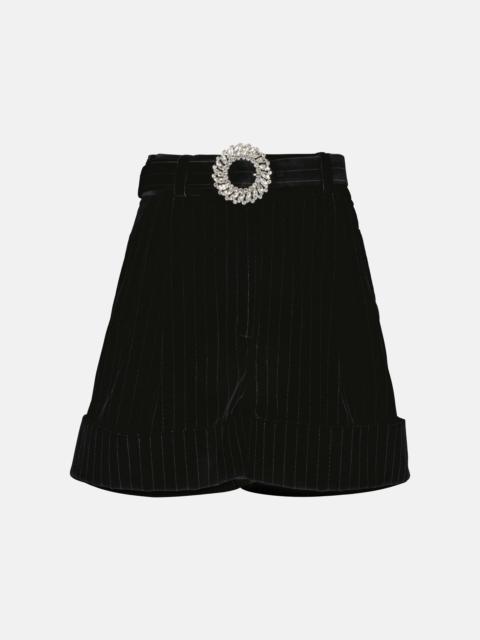 Miu Miu Embellished pinstripe velvet shorts