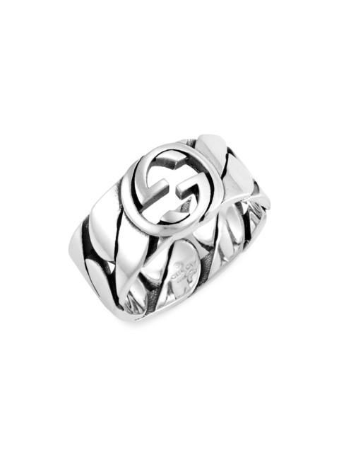 GUCCI Men's Sterling Silver Interlocking G Ring - Silver