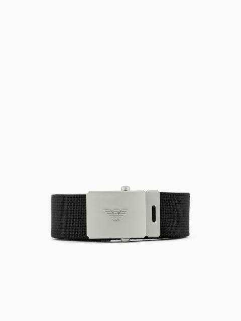 EMPORIO ARMANI Emporio Armani Sustainability Values Capsule Collection webbing belt with buckle