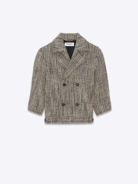 SAINT LAURENT double-breasted coat in tweed