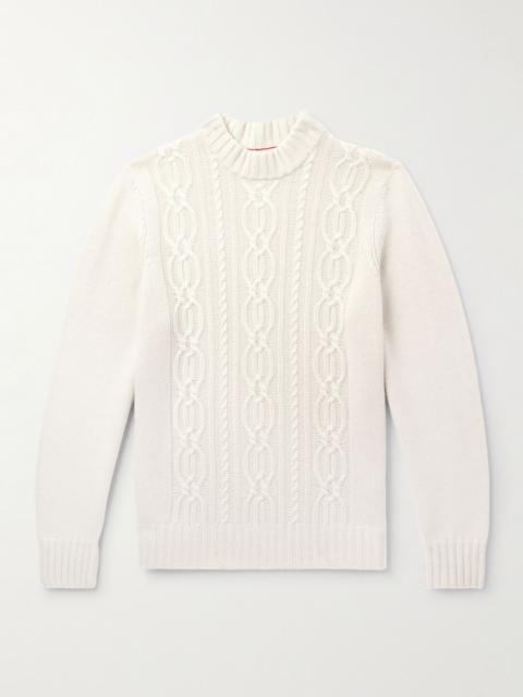 Brunello Cucinelli Cable-Knit Cashmere Mock-Neck Sweater Beige