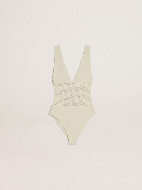 Golden Goose Women's crochet bodysuit in white cotton