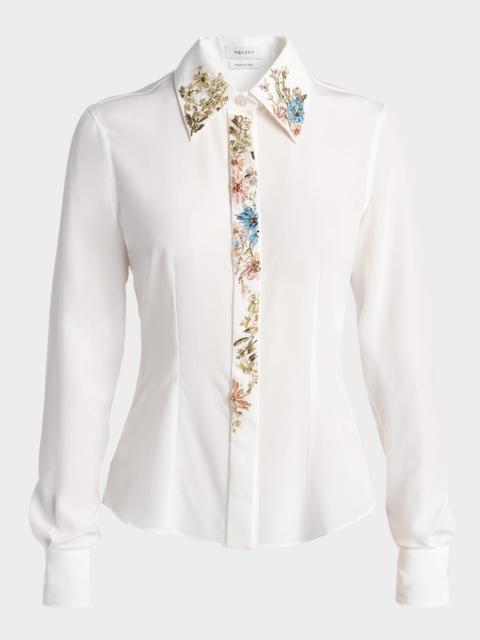 Alexander McQueen Beaded Silk Slim Button-Down Shirt