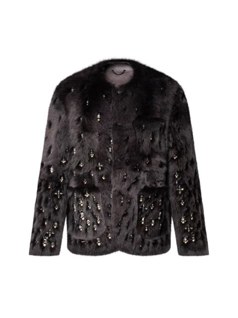 Louis Vuitton Made To Order Embellished Shearling Collarless Jacket