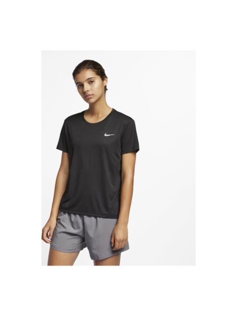 Nike (WMNS) Nike Dri-FIT Sports Training Quick Dry Breathable Round Neck Short Sleeve Black T-Shirt AJ812
