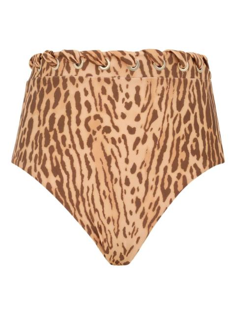 Cascadian leopard-print high-waist bikini bottom