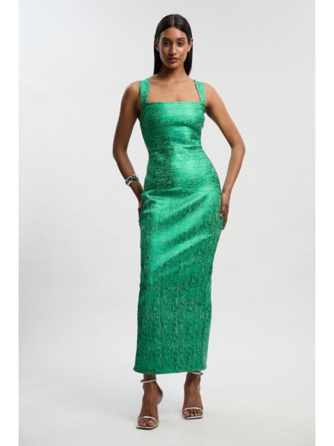 KAREN MILLEN Petite Foil Metallic Figure Form Strappy Knit Maxi Dress