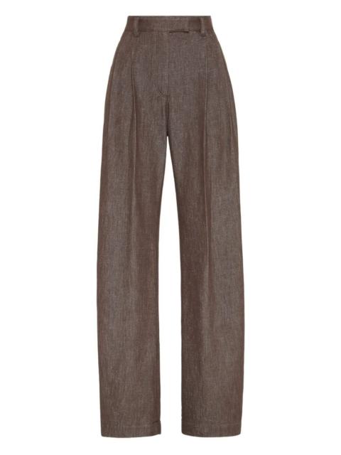 パンツ BRUNELLO CUCINELLI HIGH WAISTED VISCOSE AND LINEN TROUSERS HIGH WAISTED VISCOSE AND LINEN TROUSERS – Suit Negozi Row