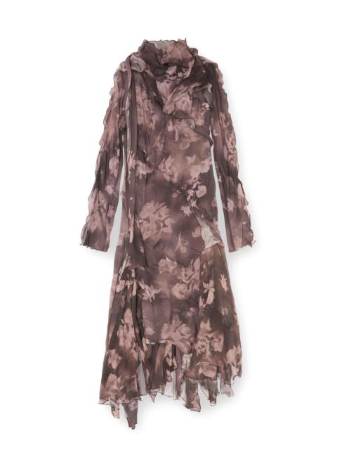 Diesel ASYMMETRIC MIDI DRESS IN CHIFFON AND SILK-CREPE