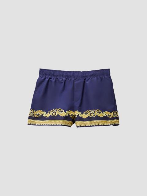 VERSACE Men's Barocco-Print Swim Shorts - Navy Aubergine Gold