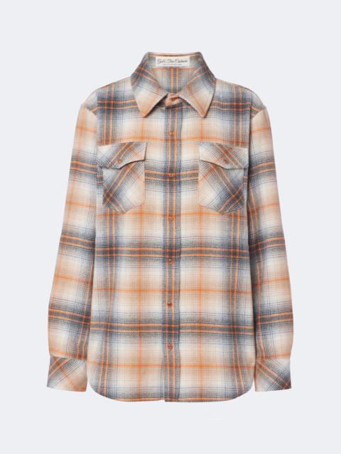 God’s True Cashmere Ironwood plaid cashmere shirt with carnelians