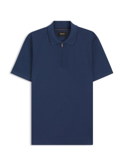 BOSS MERCERIZED-COTTON POLO SHIRT WITH ZIPPER PLACKET