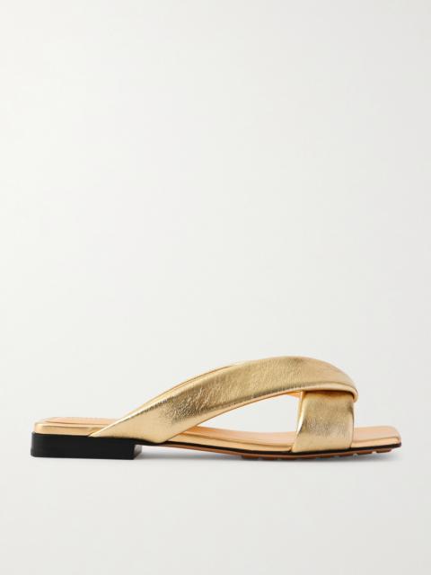 Bottega Veneta Riva Padded Metallic Leather Sandals