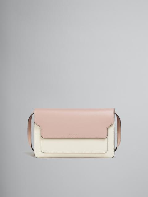 Marni TRUNK CLUTCH IN PINK WHITE AND BEIGE SAFFIANO LEATHER