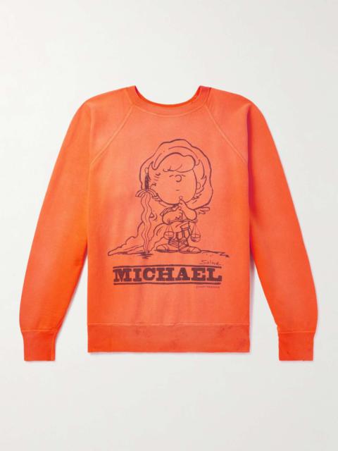 SAINT M×××××× Michael Distressed Printed Cotton-Jersey Sweatshirt