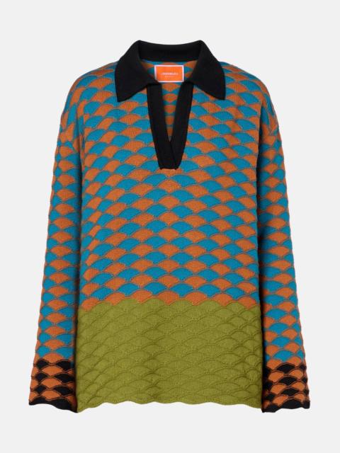 La DoubleJ Intarsia wool polo sweater