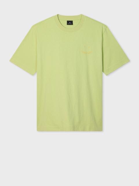 Paul Smith Pale Green Blanket-Stitch 'Happy' T-Shirt
