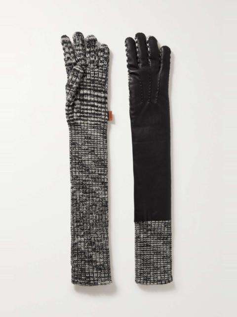 Missoni Ribbed wool and leather gloves