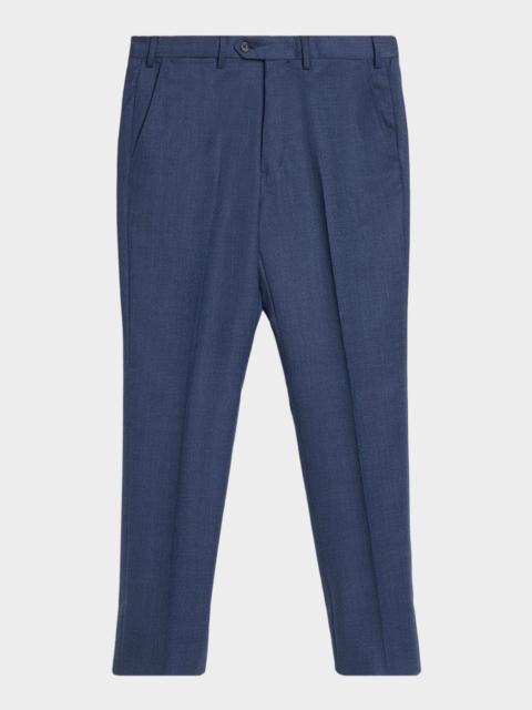 EMPORIO ARMANI Men's Textured Wool Tapered Flat-Front Trousers