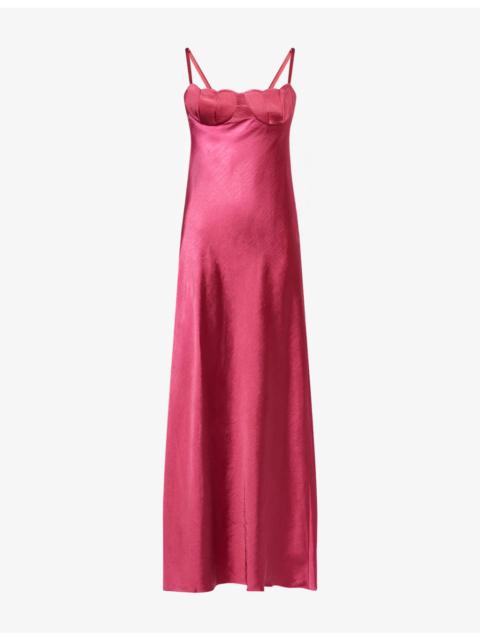 ANNA OCTOBER Berry Tulip Shoulder-Straps Woven Maxi Dress