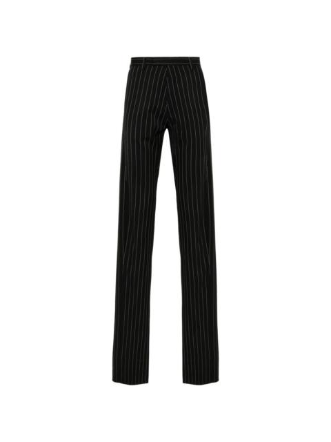 pinstriped straight-leg tailored trousers