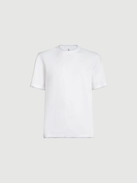Brunello Cucinelli Cotton jersey crew neck T-shirt with faux-layering