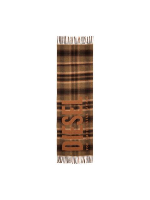 Diesel check-pattern fringed-edge scarf