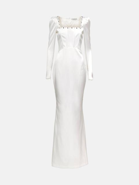 Alessandra Rich Square-neck silk-blend gown