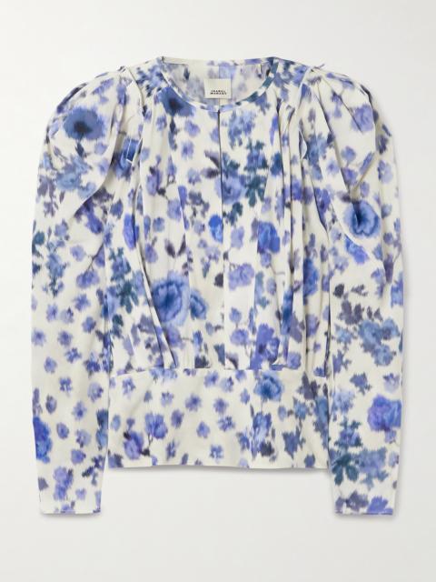 Isabel Marant Zarga Pleated Floral-print Silk-blend Blouse