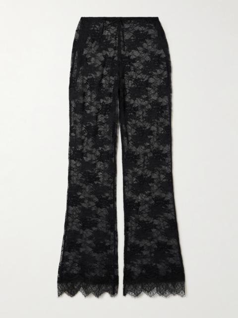 Oséree Scalloped Stretch-lace Straight-leg Pants