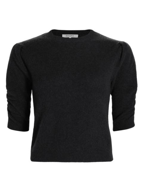 FRAME Women's Ruched Sleeve Cashmere-Wool Sweater - Noir