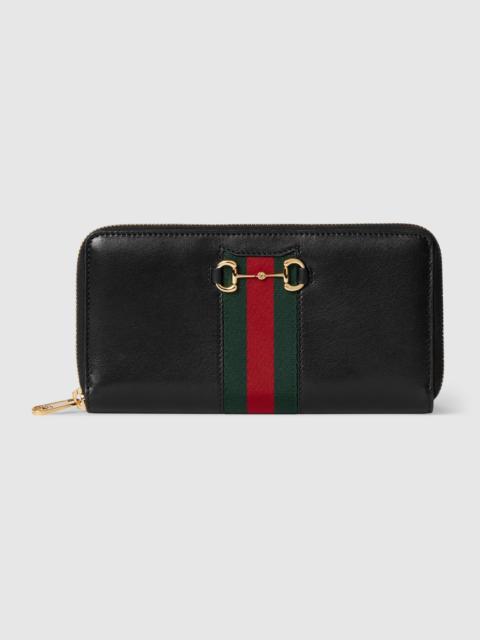 GUCCI Gucci Horsebit Web zip around wallet