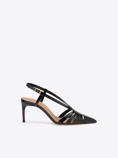 MALONE SOULIERS Janette 70 Black Patent Slingback Pumps