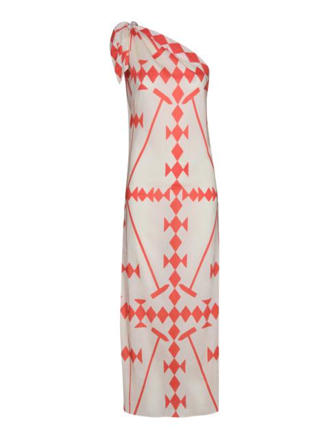 Johanna Ortiz Seaweed Asymmetric Cotton Midi Dress multi