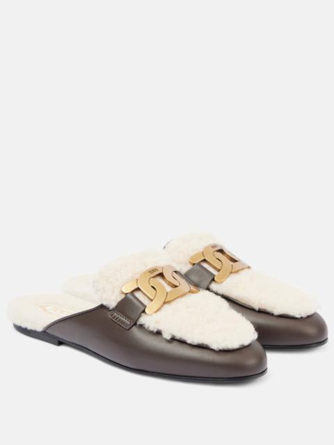 Tod's Catena shearling-lined leather slippers