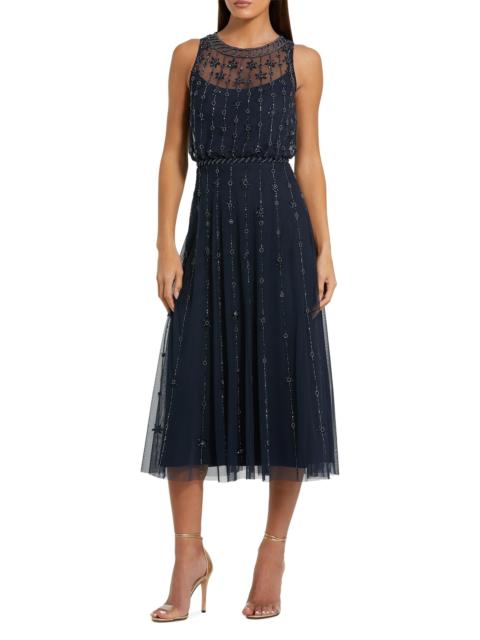 MAC DUGGAL Women's Crystal-Embellished Tulle Midi-Dress - Midnight