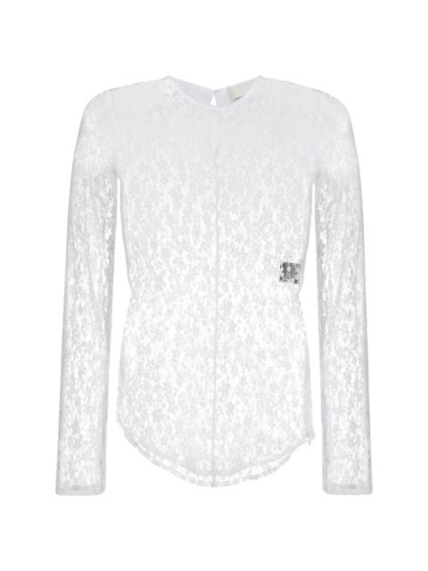 lace-detail long-sleeved top
