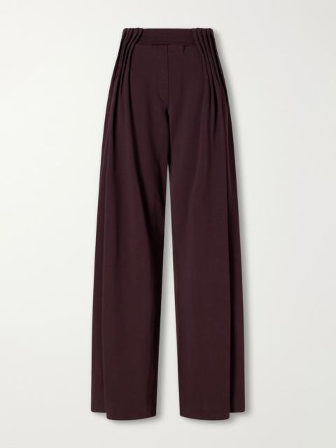 Dries Van Noten Pleated cotton-jersey wide-leg pants Plum