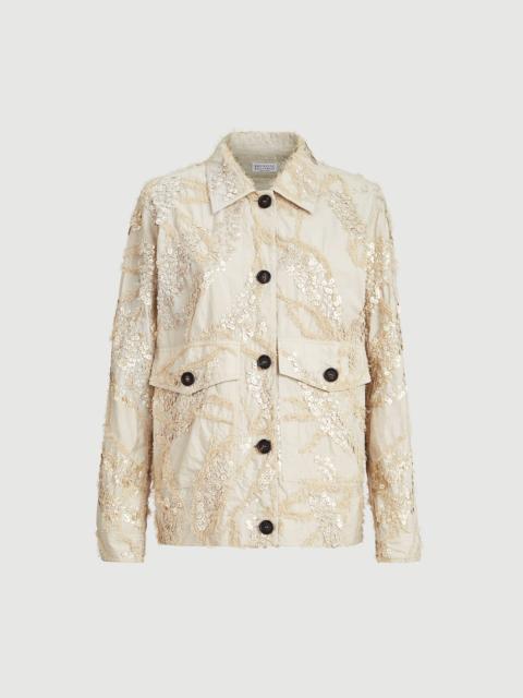 Brunello Cucinelli Dazzling seabed embroidery outerwear jacket in techno cotton poplin