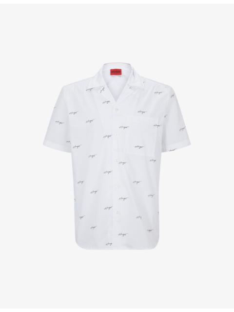 HUGO Leisure logo-print relaxed-fit cotton poplin shirt