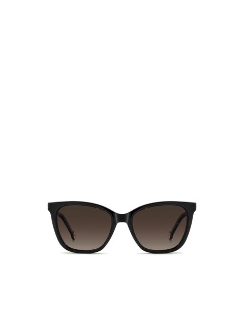 CAROLINA HERRERA tortoiseshell-effect cat-eye clip-on glasses
